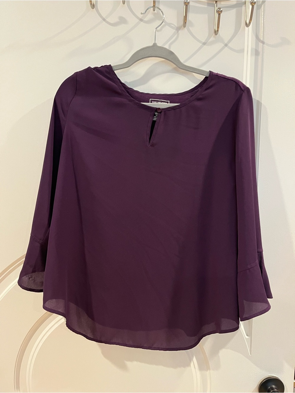 Women's Plum dressy Blouse with Keyhole Neckline